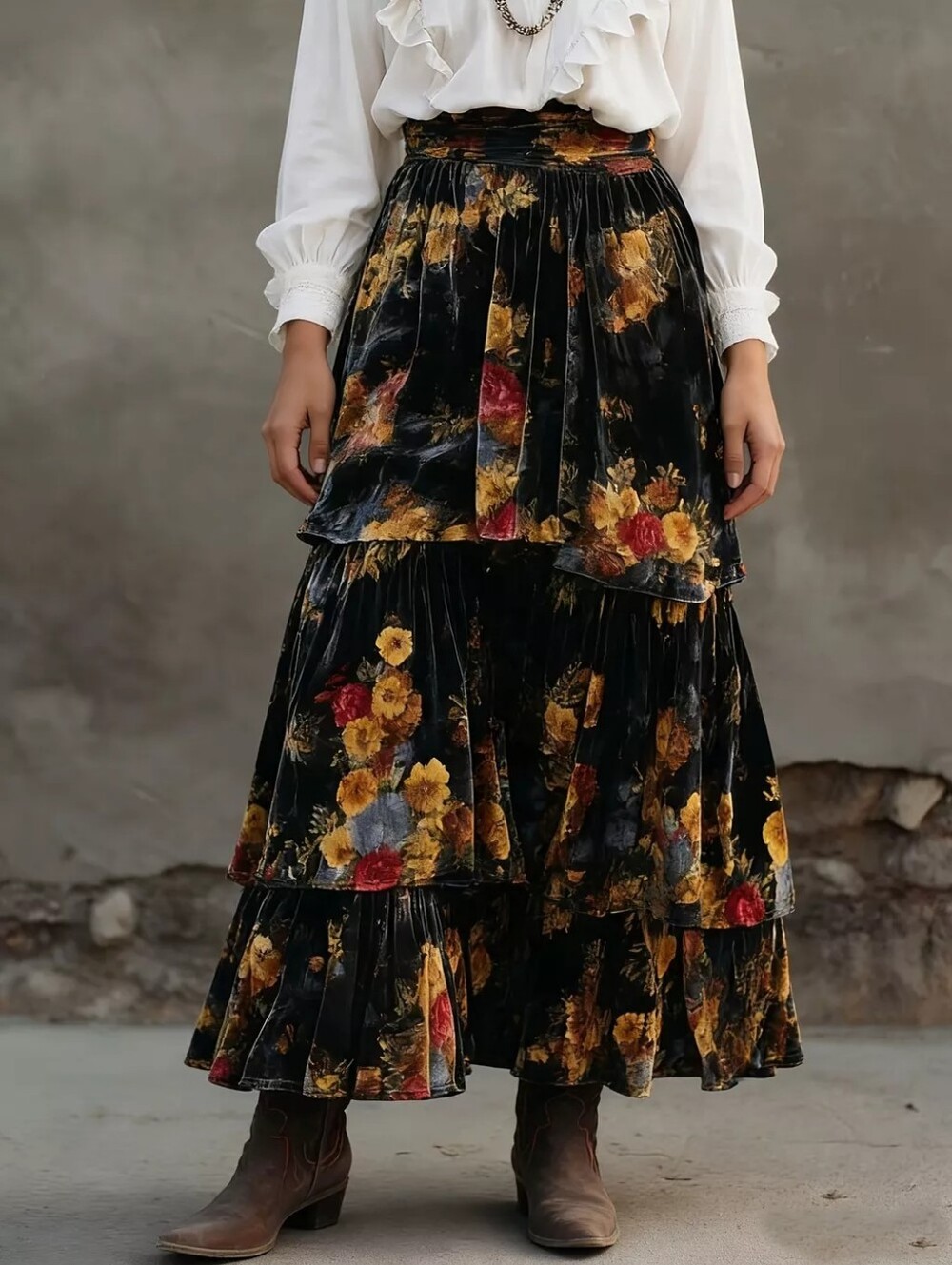 Floral Tiered Maxi Skirt - Picture 2 of 3